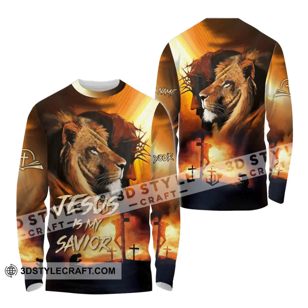 Unisex Shirt - Custom Name Jesus My Lion Savior Long Sleeve / S T-Shirt