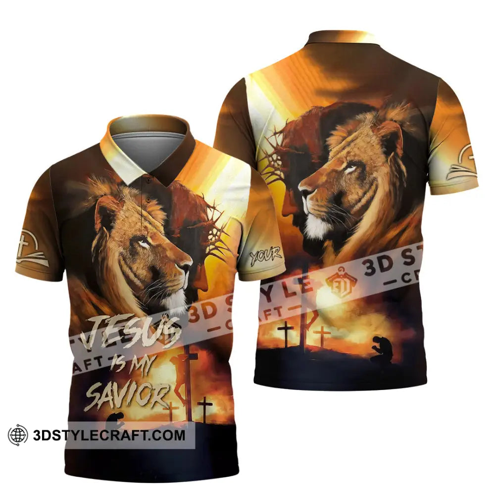 Unisex Shirt - Custom Name Jesus My Lion Savior Polo / S T-Shirt