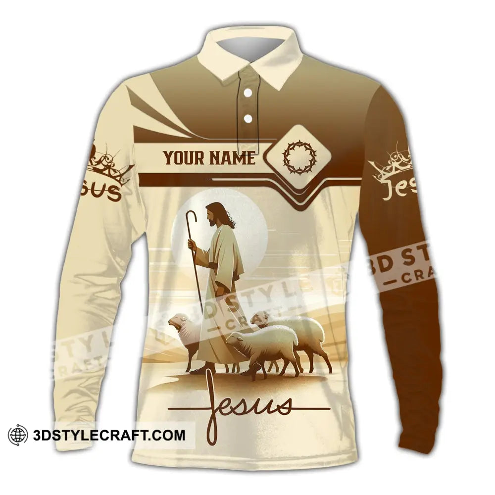 Unisex Shirt - Custom Name Jesus Saving Long Sleeve Polo / S T-Shirt