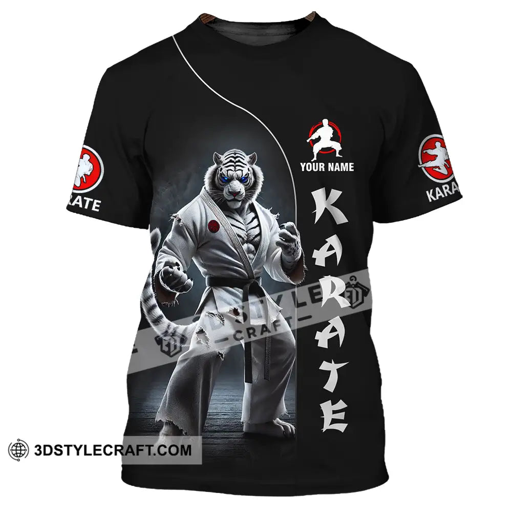 Unisex Shirt - Custom Name Karate White Tiger T-Shirt / S T-Shirt