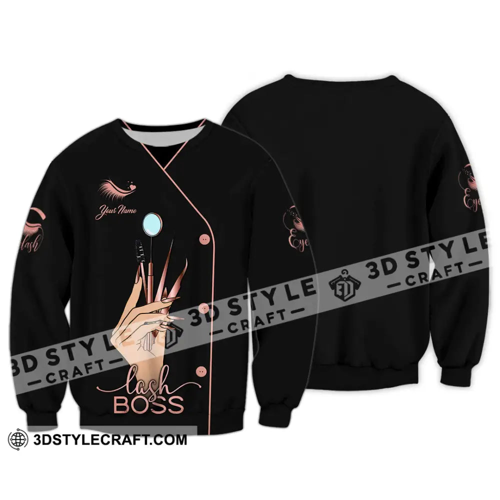 Unisex Shirt - Custom Name Lash Boss Long Sleeve / S T-Shirt