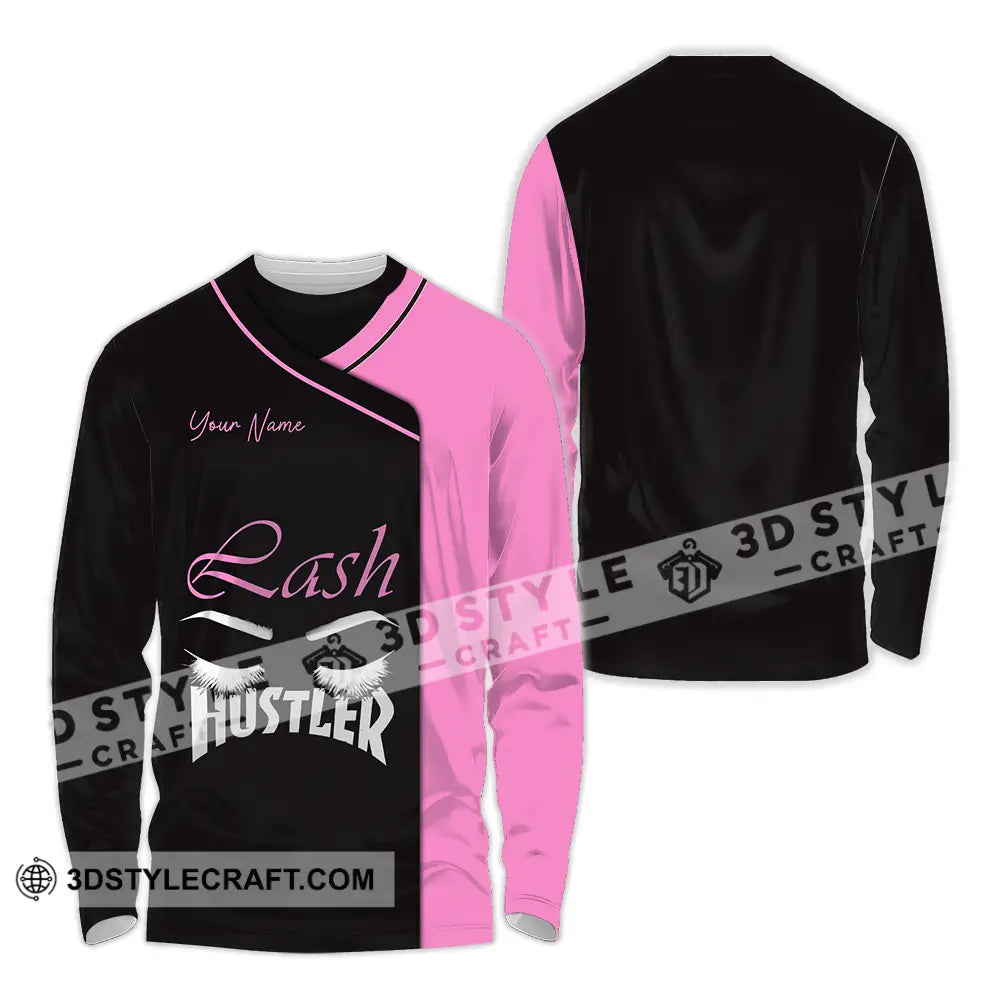 Unisex Shirt - Custom Name Lash Hustler Long Sleeve / S T-Shirt