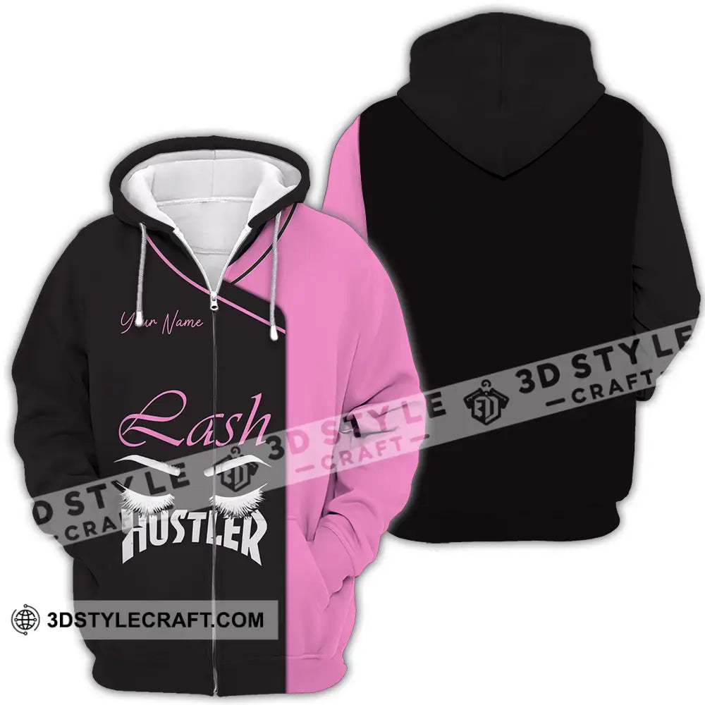 Unisex Shirt - Custom Name Lash Hustler Zipper Hoodie / S T-Shirt