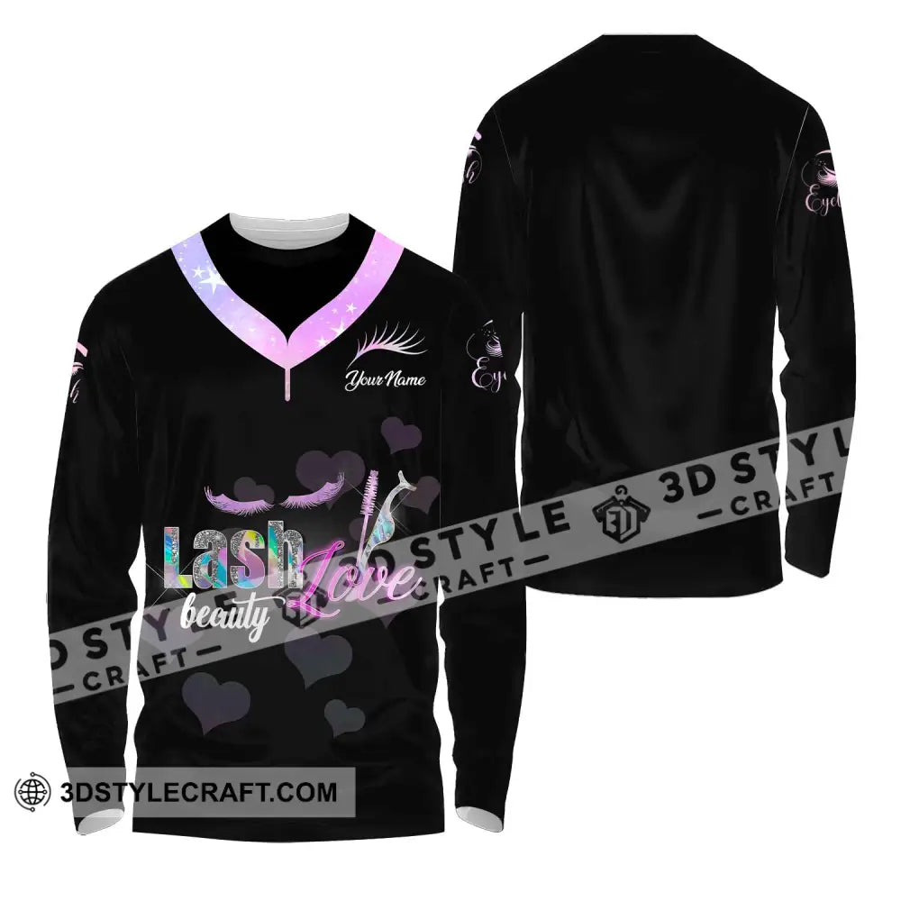 Unisex Shirt - Custom Name Lash Love Beauty Long Sleeve / S T-Shirt