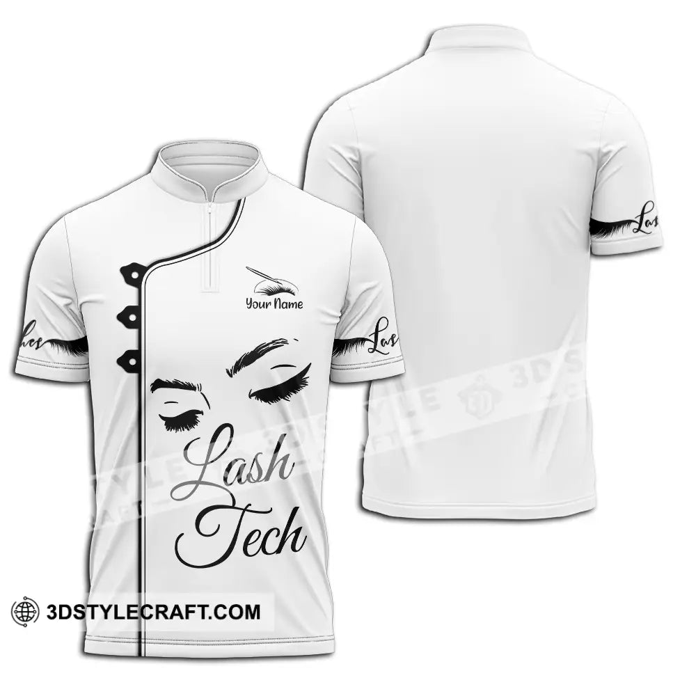 Unisex Shirt - Custom Name Lash Teach Light Zipper Polo / S T-Shirt