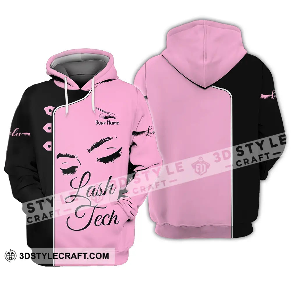 Unisex Shirt - Custom Name Lash Teach Pink And Black Hoodie / S T-Shirt