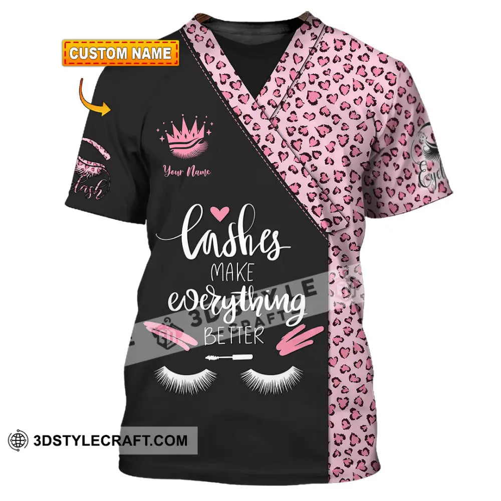 Unisex Shirt - Custom Name Lashes Make Everything Better T-Shirt