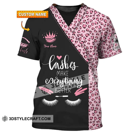 Unisex Shirt - Custom Name Lashes Make Everything Better T-Shirt