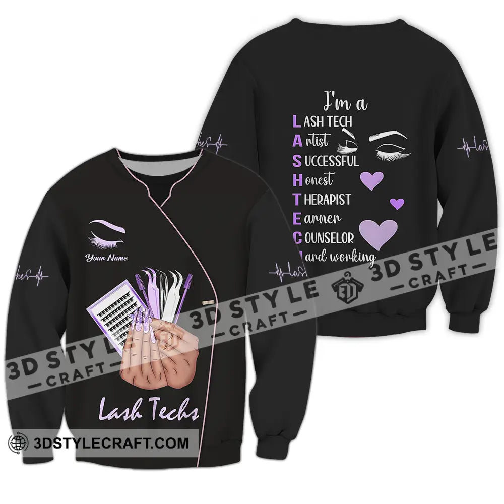 Unisex Shirt - Custom Name Lashes Teaching Long Sleeve / S T-Shirt