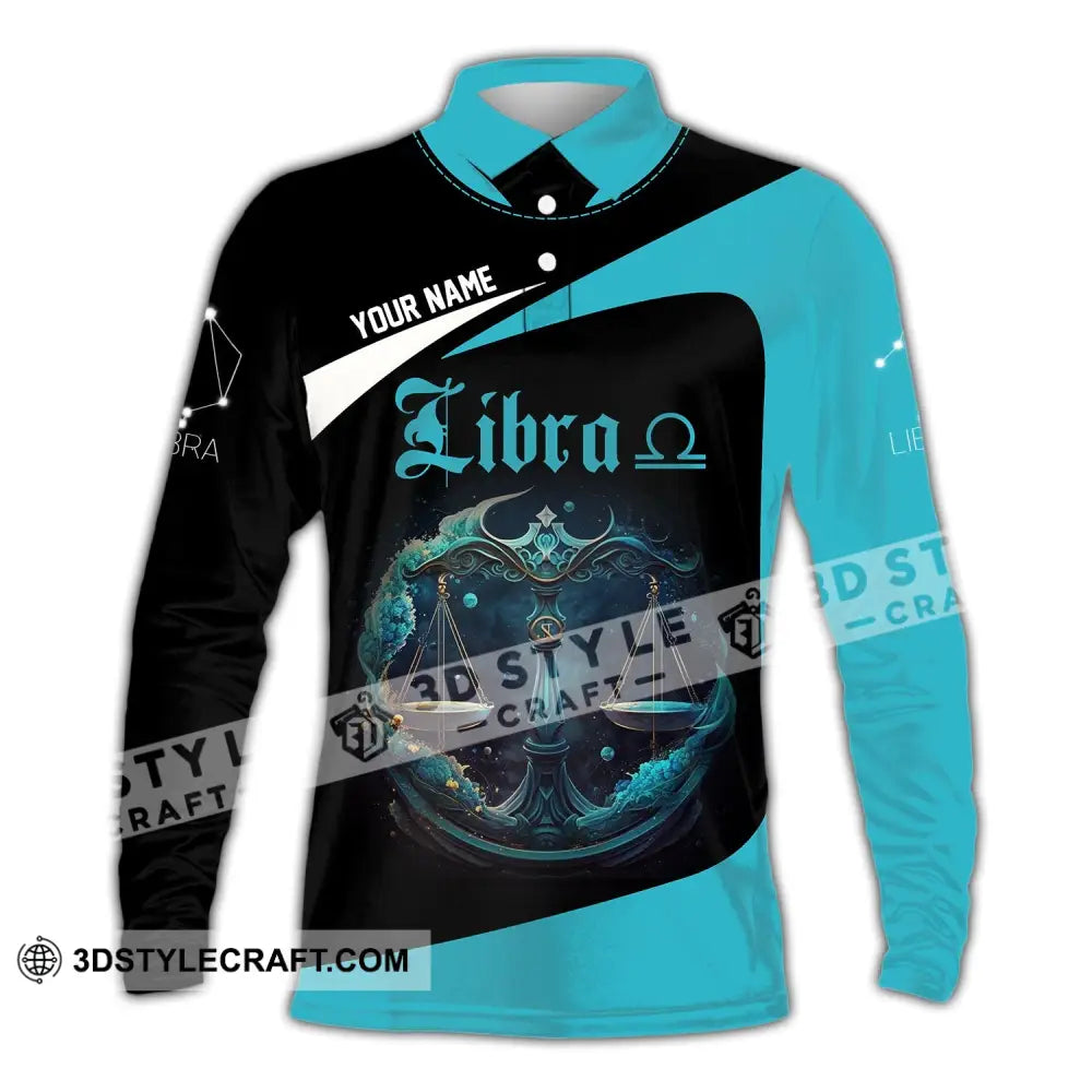 Unisex Shirt Custom Name Libra Zodiac Polo Long Sleeve Apparel Gift For / S T-Shirt