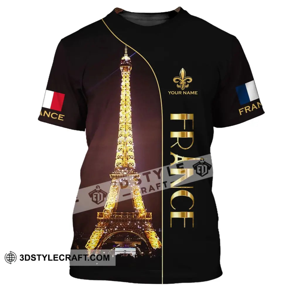 Unisex Shirt - Custom Name Light Eiffel Tower France T-Shirt / S T-Shirt