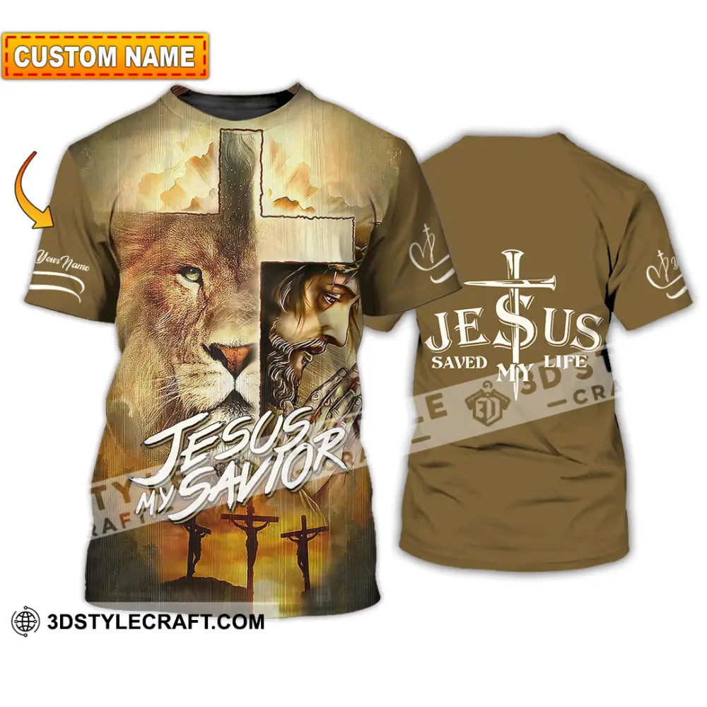 Unisex Shirt - Custom Name Lion Jesus Saved My Life T-Shirt