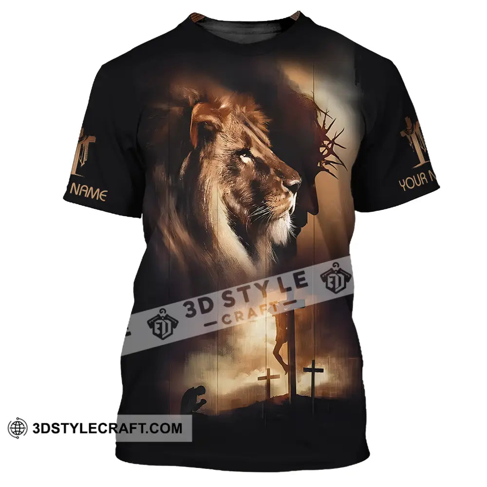 Unisex Shirt - Custom Name Lion Jesus T-Shirt / S T-Shirt