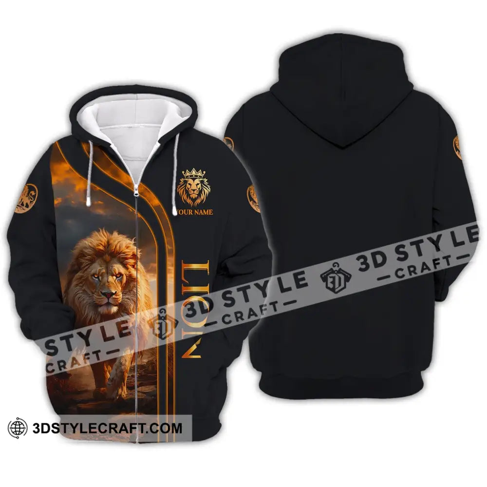 Unisex Shirt - Custom Name Lion Zipper Hoodie / S T-Shirt