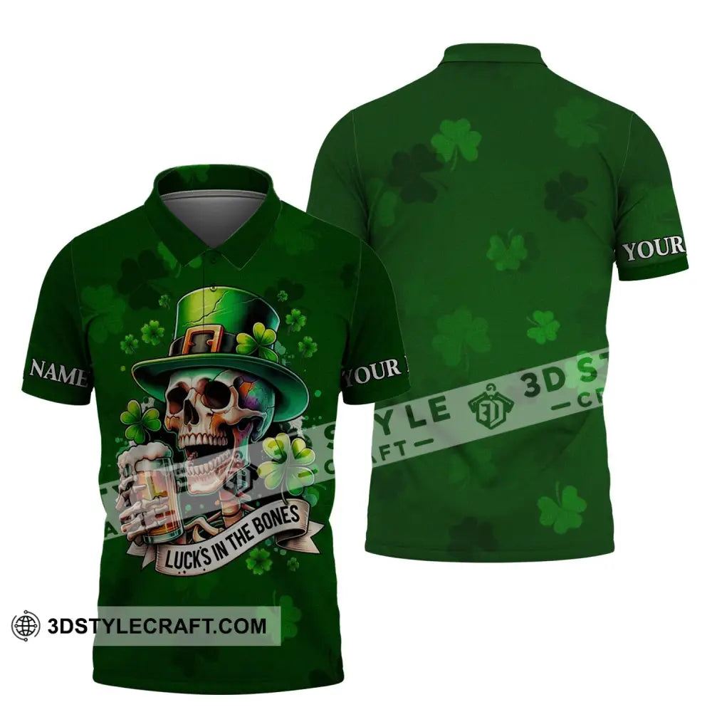 Unisex Shirt - Custom Name Lucks In The Bones Happy Saint Patrick’s Day Polo / S T-Shirt