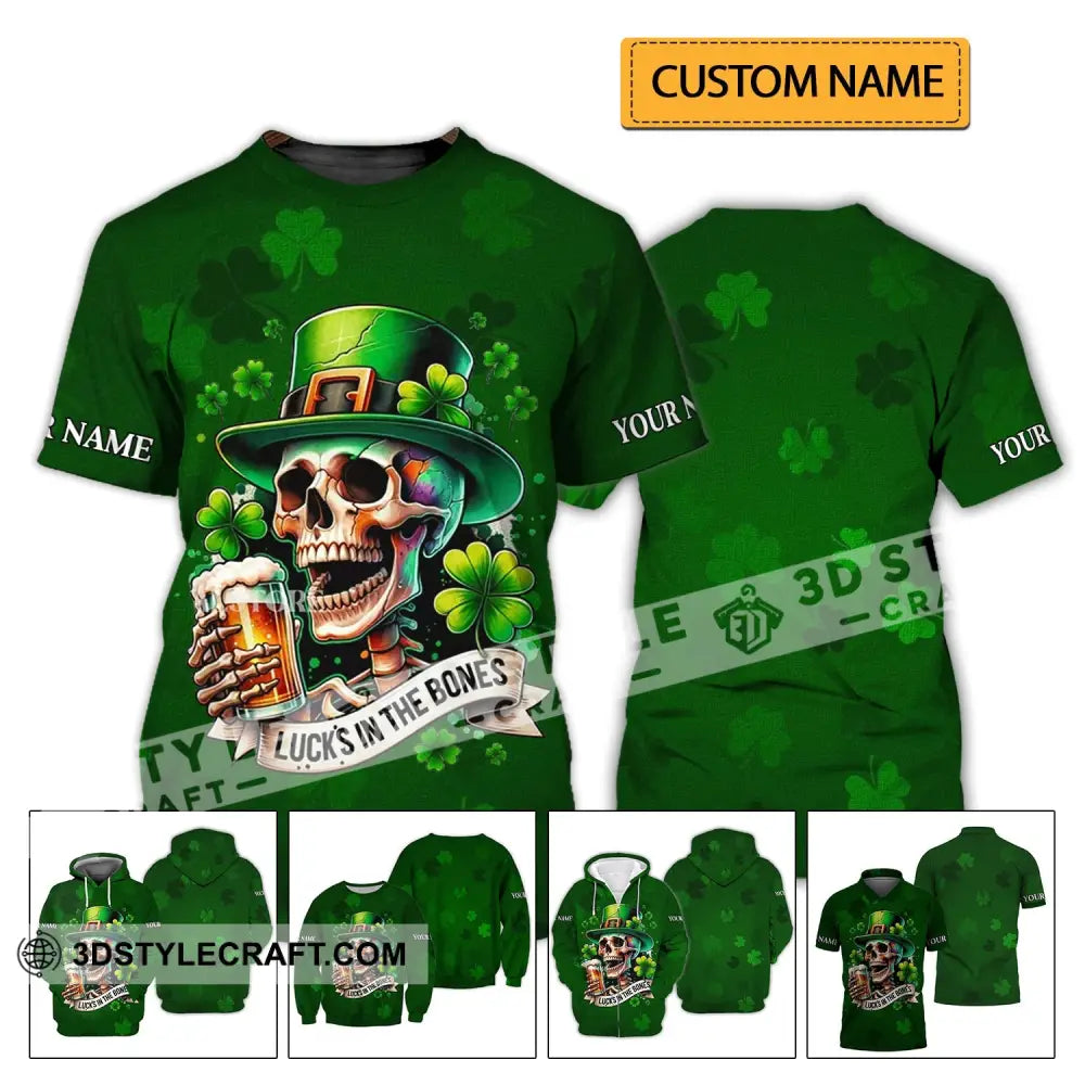 Unisex Shirt - Custom Name Lucks In The Bones Happy Saint Patrick’s Day T-Shirt