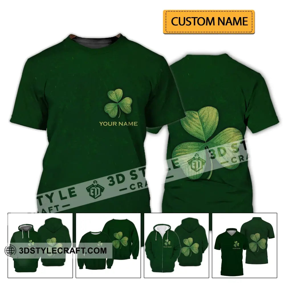 Unisex Shirt - Custom Name Lucky Clover Happy Saint Patrick’s Day T-Shirt