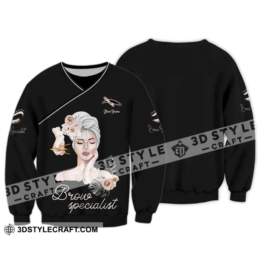 Unisex Shirt Custom Name Makeup Artist Brow Specialist Beauty Salon T-Shirt Long Sleeve / S T-Shirt