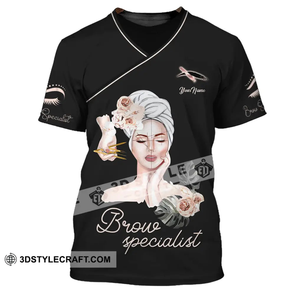 Unisex Shirt Custom Name Makeup Artist Brow Specialist Beauty Salon T-Shirt / S T-Shirt