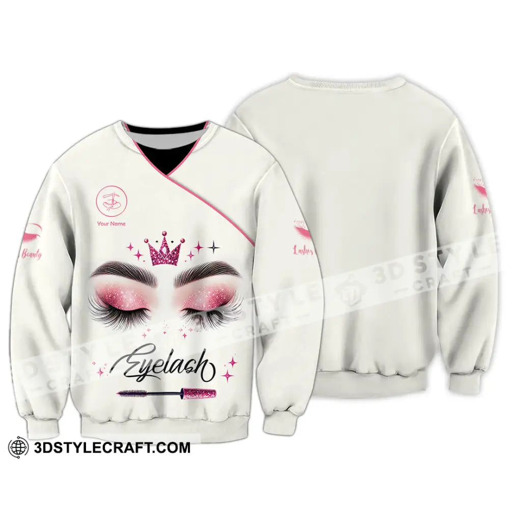 Unisex Shirt Custom Name Makeup Artist Eyelash Extension Beauty Salon T-Shirt Long Sleeve / S