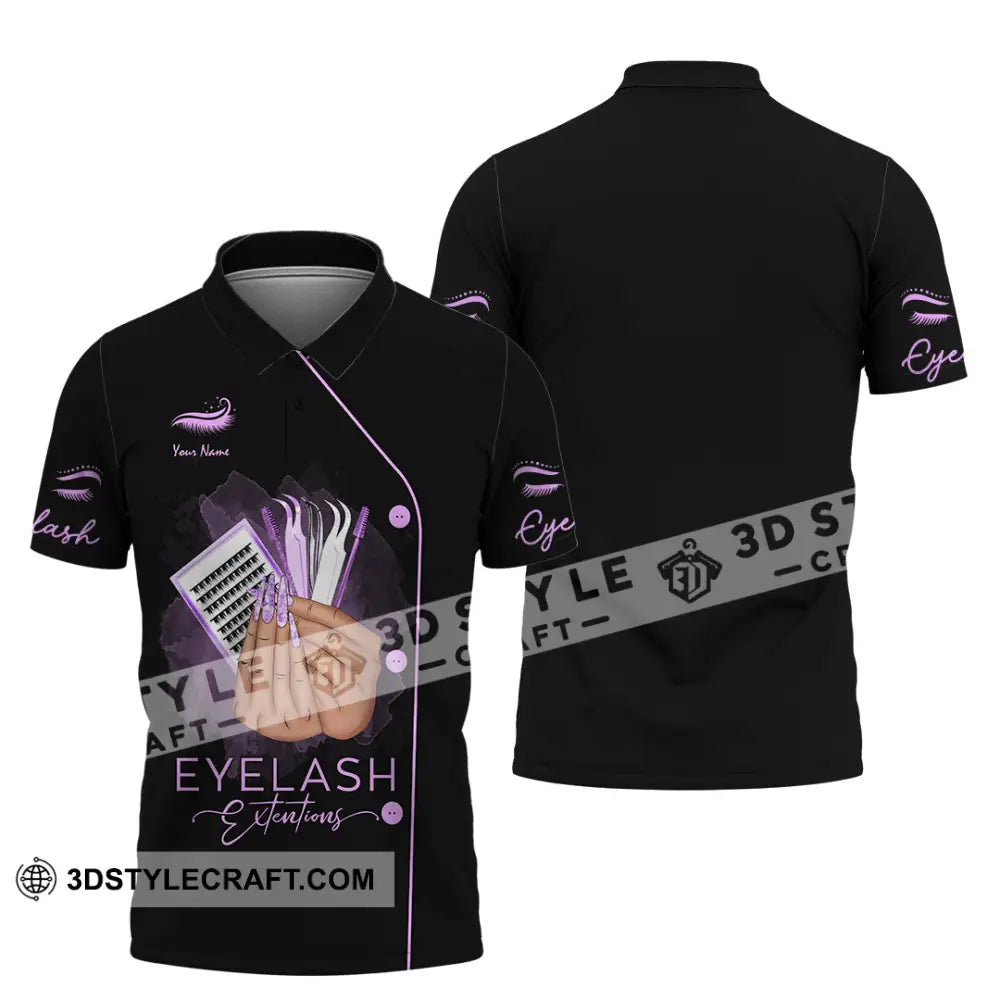 Unisex Shirt Custom Name Makeup Artist Eyelash Extension Beauty Salon T-Shirt Polo / S T-Shirt