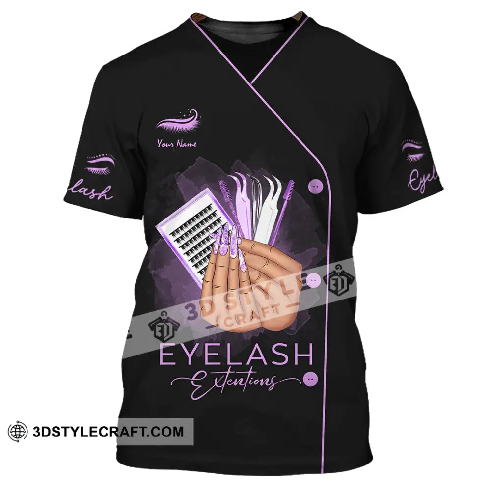 Unisex Shirt Custom Name Makeup Artist Eyelash Extension Beauty Salon T-Shirt / S T-Shirt