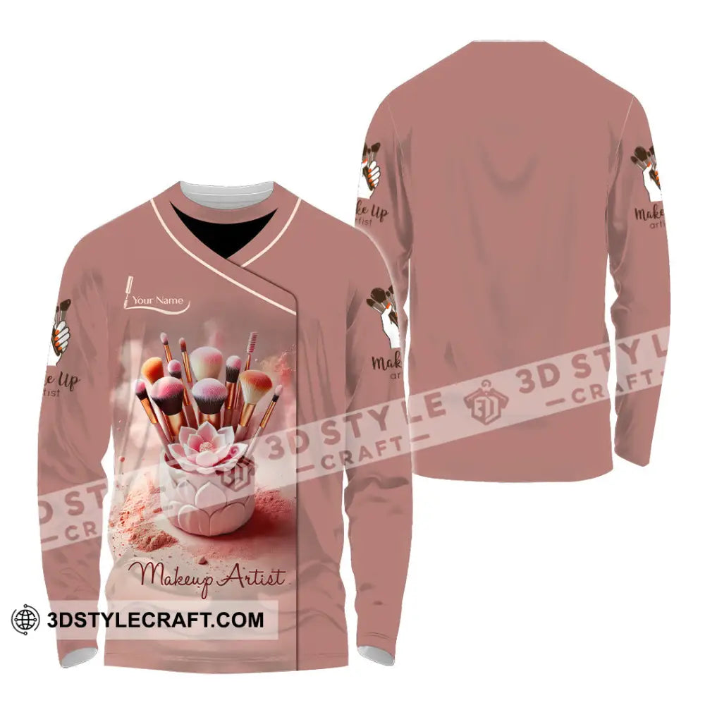 Unisex Shirt Custom Name Makeup Artist Polo Long Sleeve / S T-Shirt