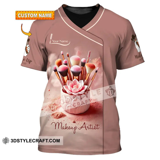 Unisex Shirt, Custom Name Makeup Artist Shirt, Makeup Artist Polo Long Sleeve Shirt style option 1