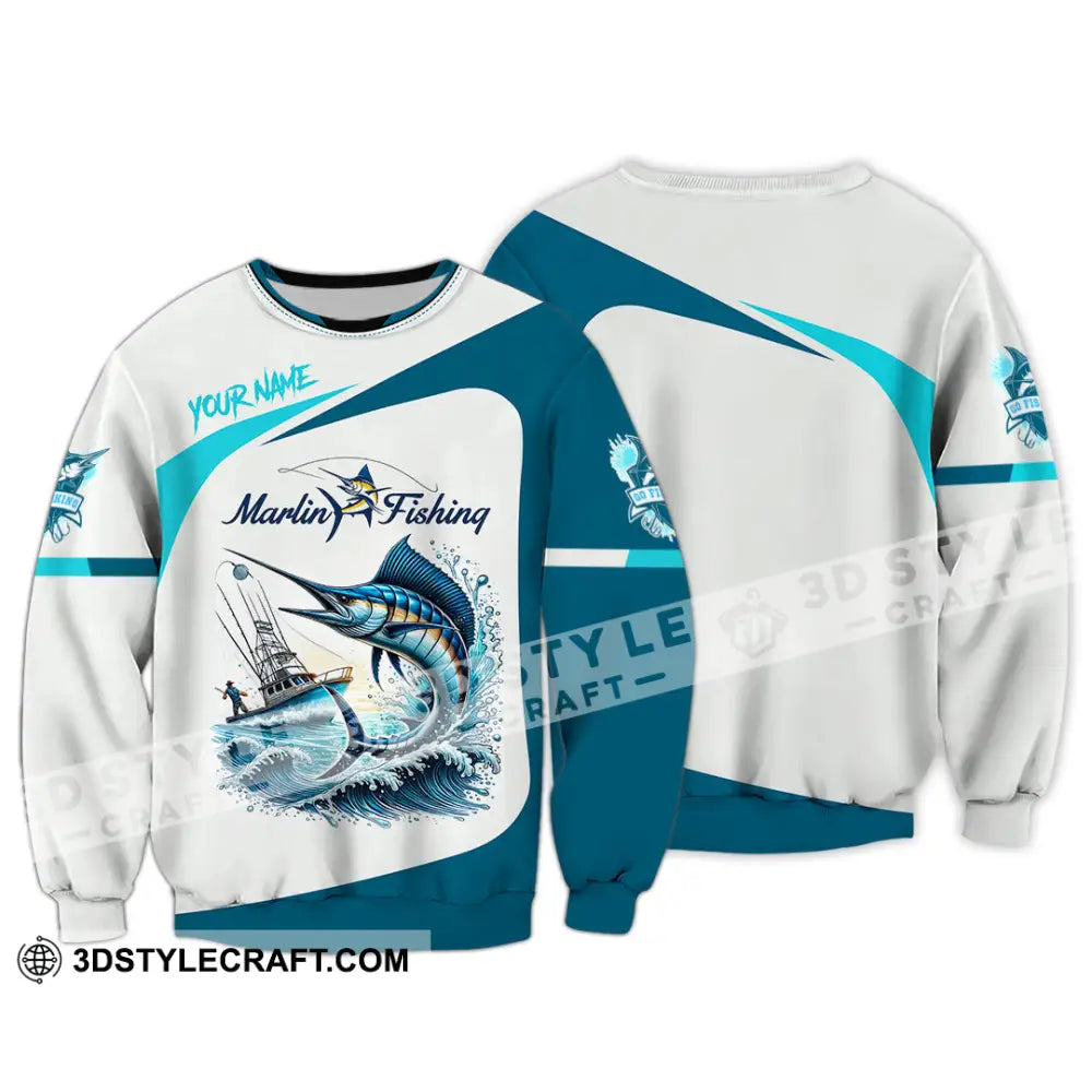 Unisex Shirt Custom Name Marlin Fishing Hoodie Polo Long Sleeve / S T-Shirt