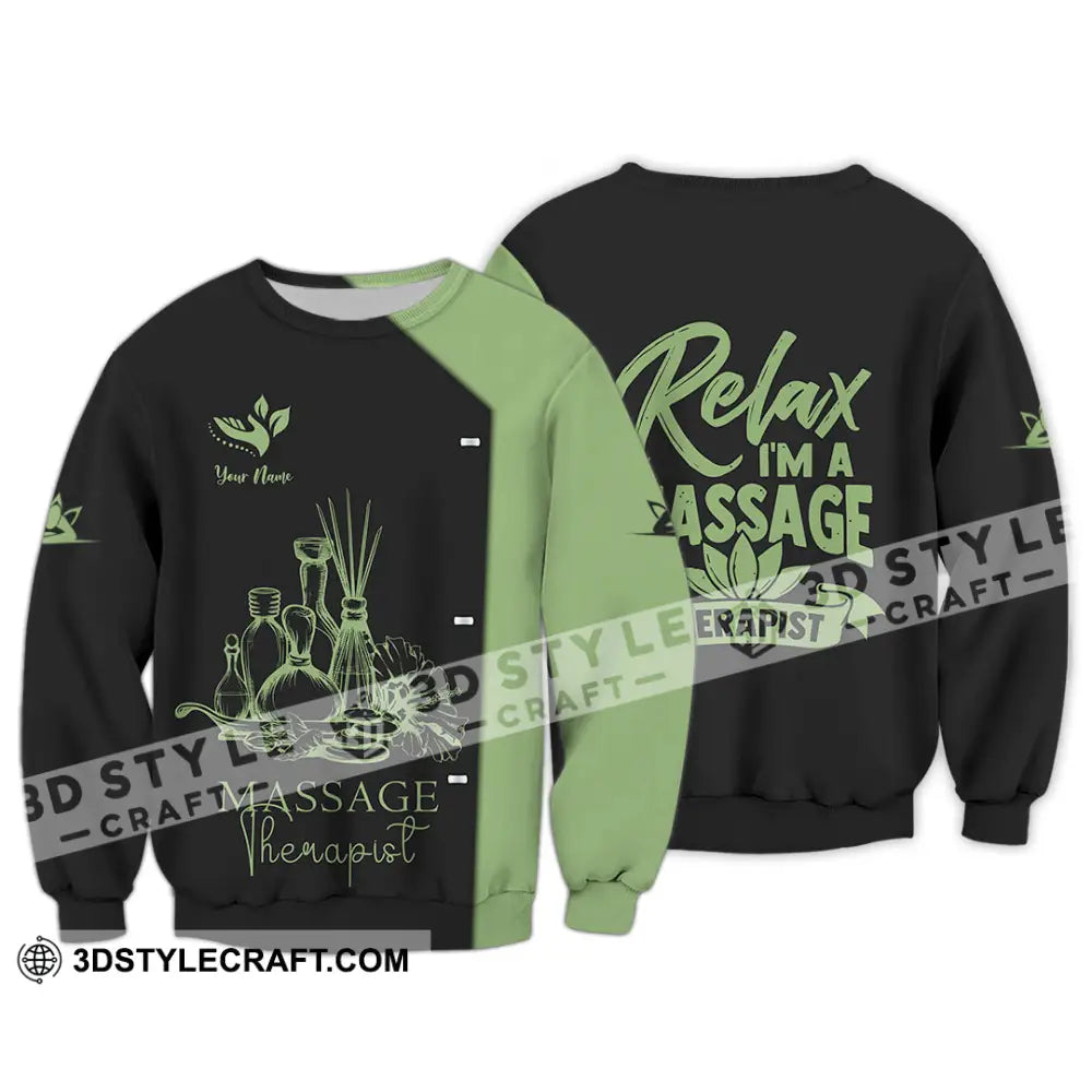 Unisex Shirt - Custom Name Massage Therapist Green Tea Long Sleeve / S T-Shirt