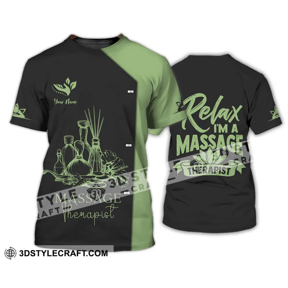 Unisex Shirt - Custom Name Massage Therapist Green Tea T-Shirt / S T-Shirt