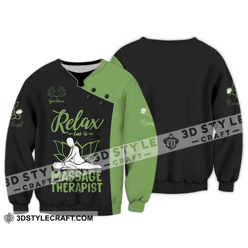 Unisex Shirt - Custom Name Massage Therapist Green Tools Long Sleeve / S T-Shirt