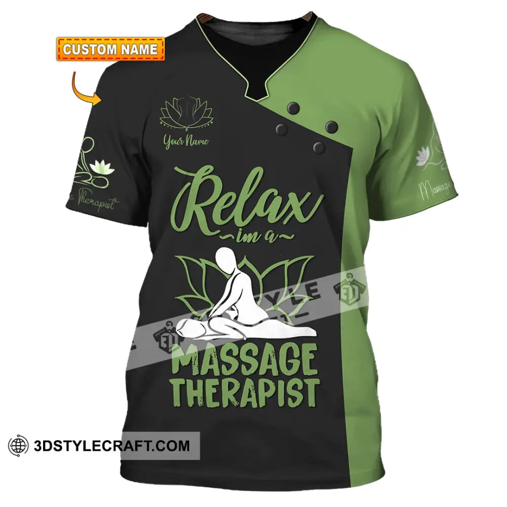 Unisex Shirt - Custom Name Massage Therapist Green Tools T-Shirt