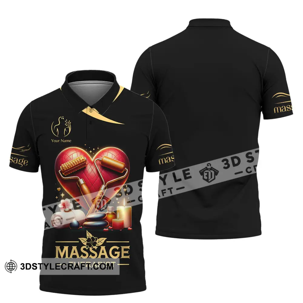 Unisex Shirt Custom Name Massage Therapist Long Sleeve Polo / S T-Shirt