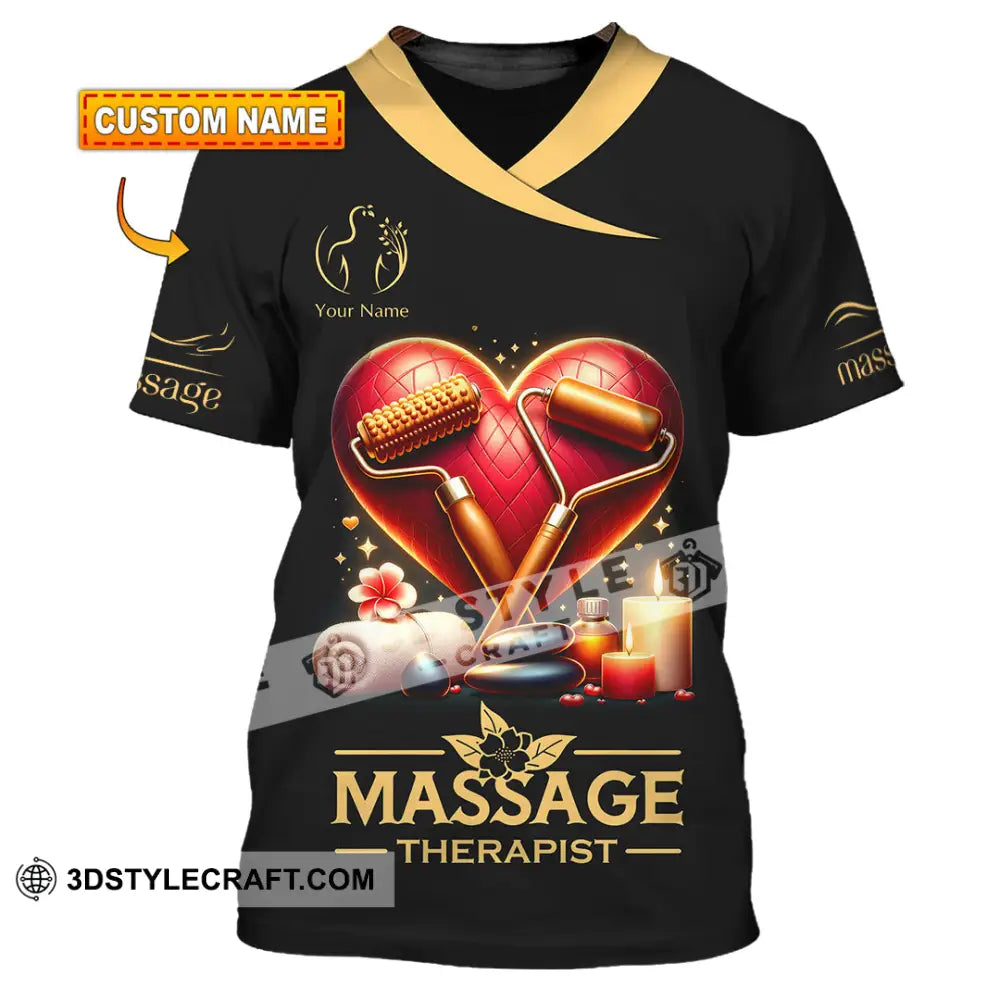 Unisex Shirt Custom Name Massage Therapist Long Sleeve Polo T-Shirt