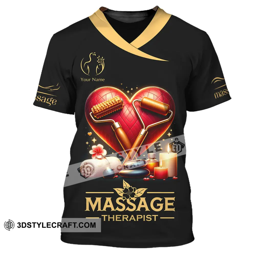 Unisex Shirt Custom Name Massage Therapist Long Sleeve Polo T-Shirt / S T-Shirt