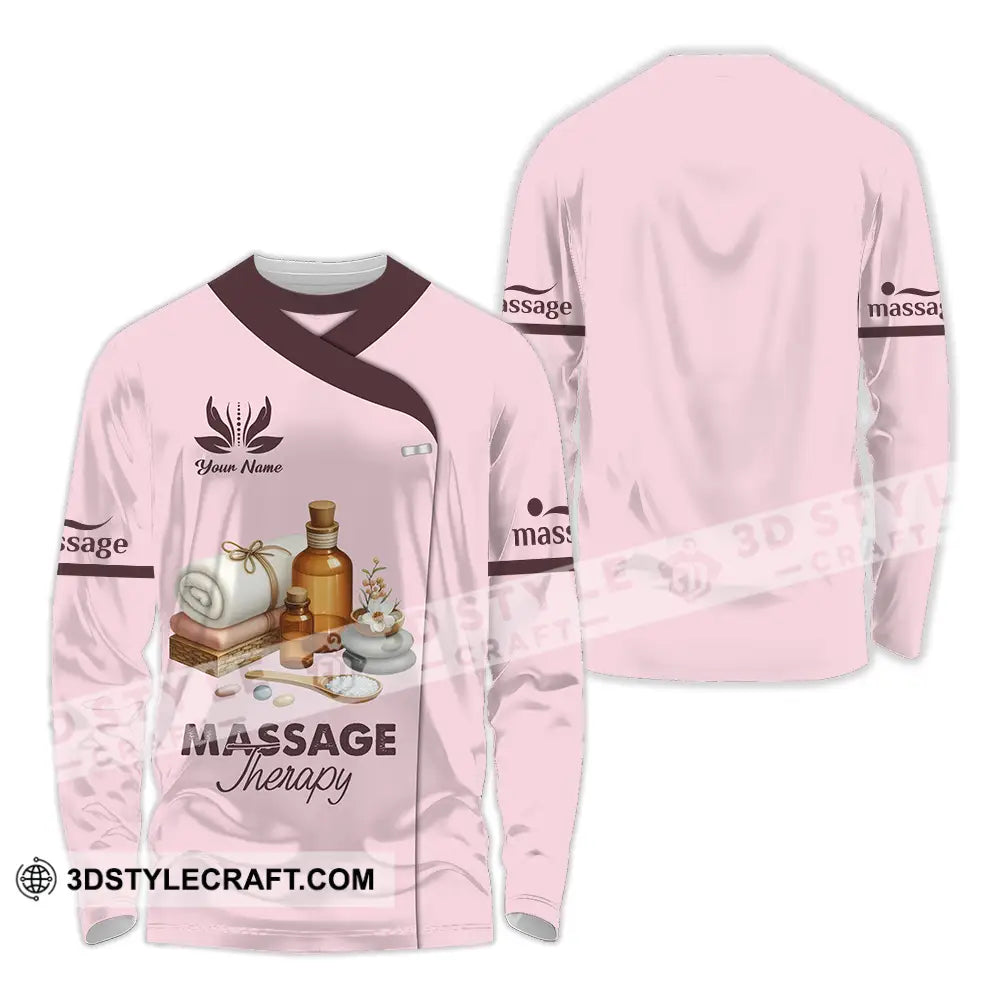 Unisex Shirt - Custom Name Massage Therapist Lotus Long Sleeve / S T-Shirt