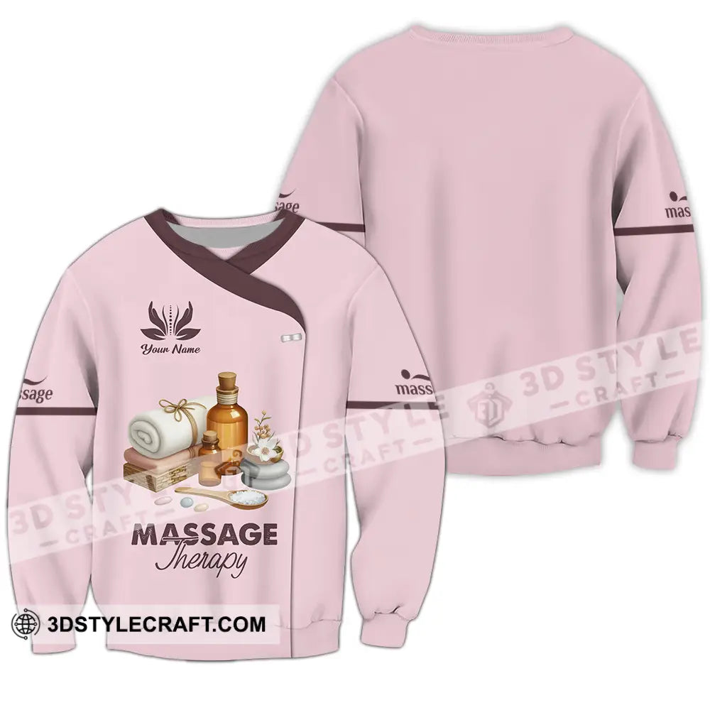 Unisex Shirt - Custom Name Massage Therapist Lotus Long Sleeve / S T-Shirt