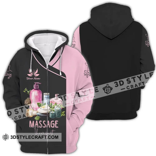Unisex Shirt - Custom Name Massage Therapist Shirt, Pink And Black style option 4