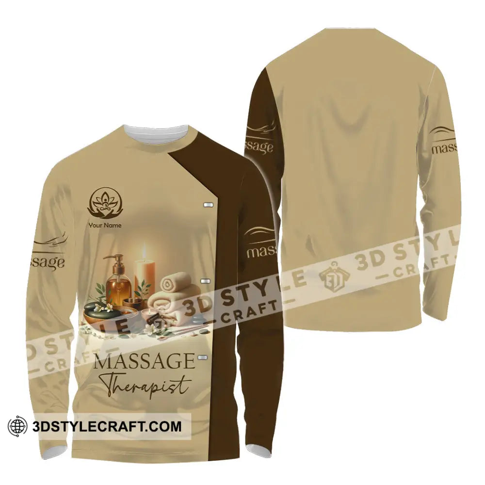 Unisex Shirt Custom Name Massage Therapist Polo Long Sleeve / S T-Shirt