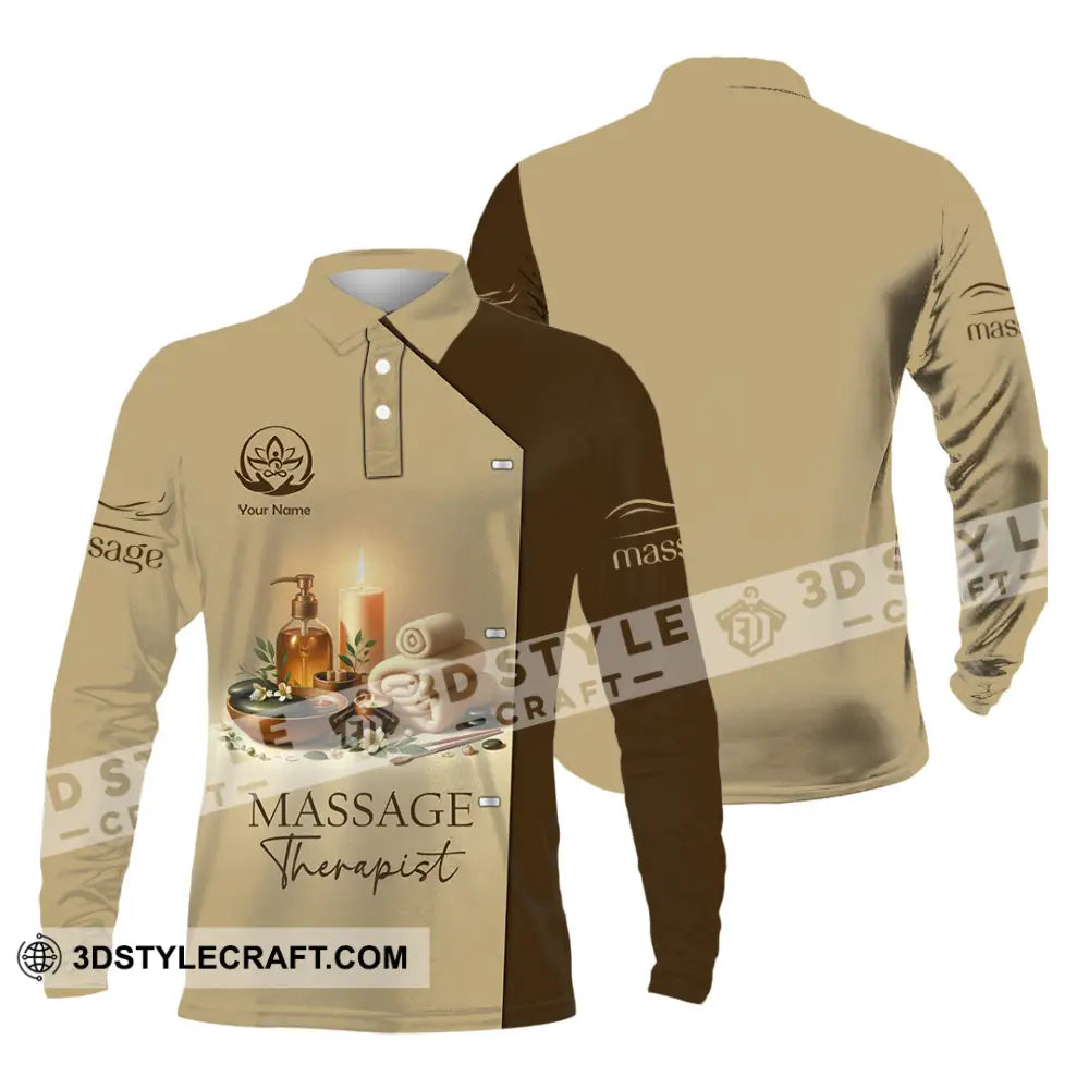 Unisex Shirt Custom Name Massage Therapist Polo Long Sleeve / S T-Shirt