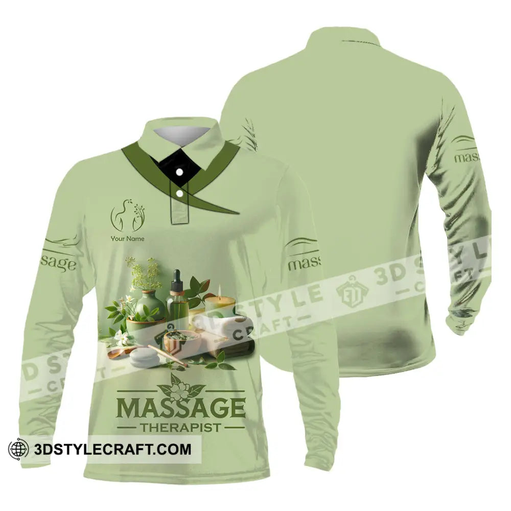 Unisex Shirt Custom Name Massage Therapist Polo Long Sleeve / S T-Shirt