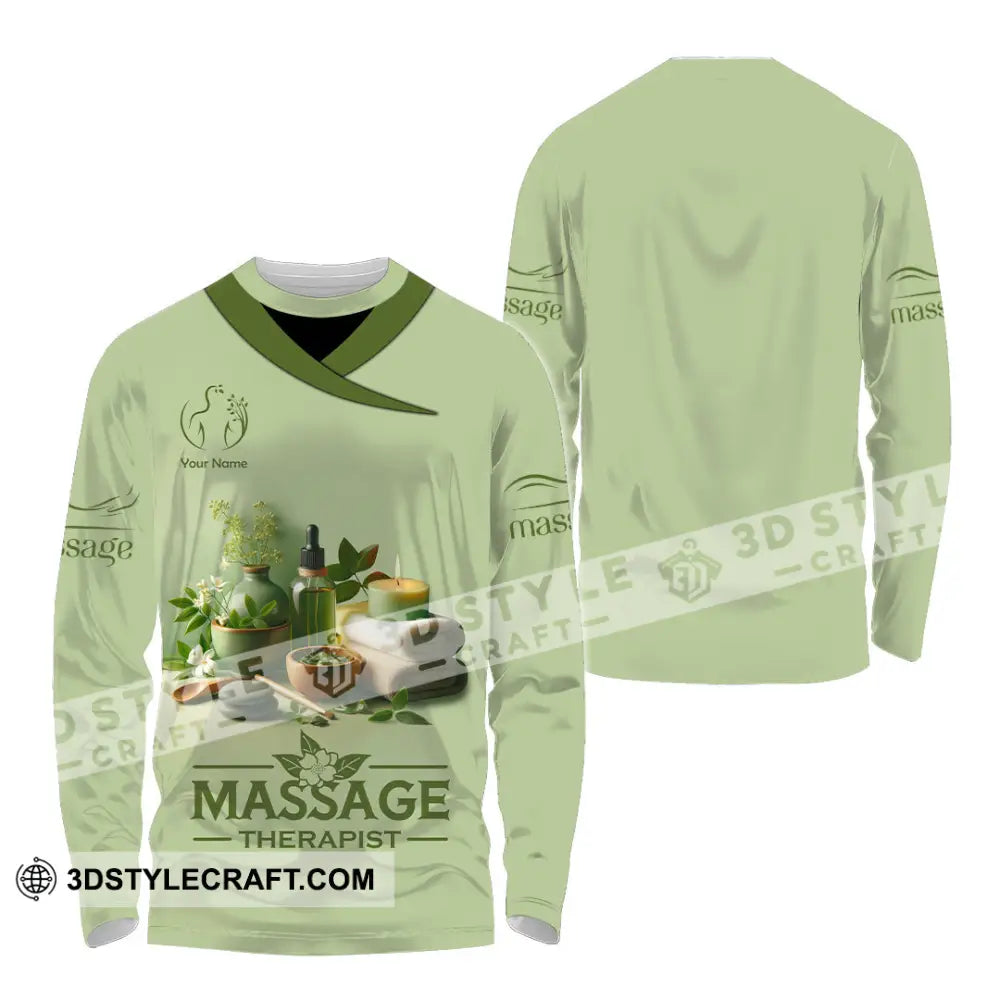 Unisex Shirt Custom Name Massage Therapist Polo Long Sleeve / S T-Shirt