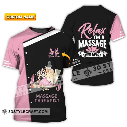 Unisex Shirt - Custom Name Massage Therapist Shirt, Relax I Am Massage Therapist style option 1