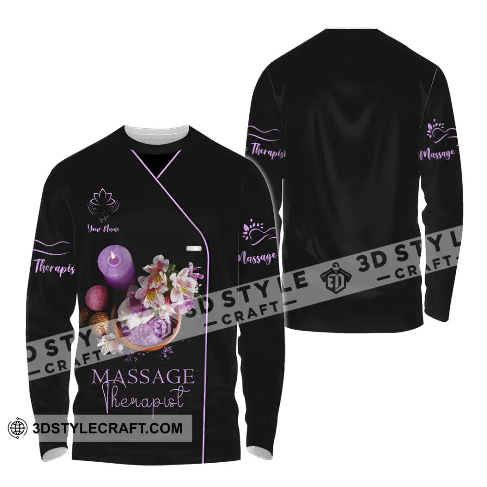 Unisex Shirt - Custom Name Massage Therapist Soft Purple Long Sleeve / S T-Shirt