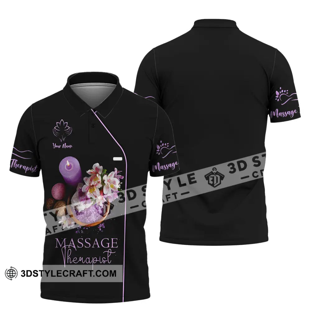 Unisex Shirt - Custom Name Massage Therapist Soft Purple Polo / S T-Shirt