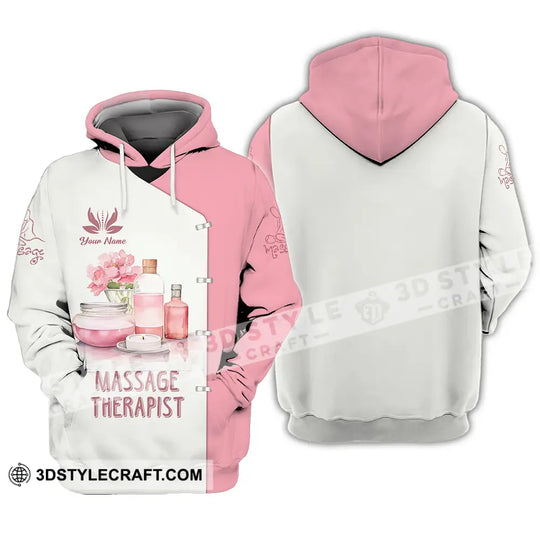 Unisex Shirt - Custom Name Massage Therapist Shirt, White And Light Pink style option 3