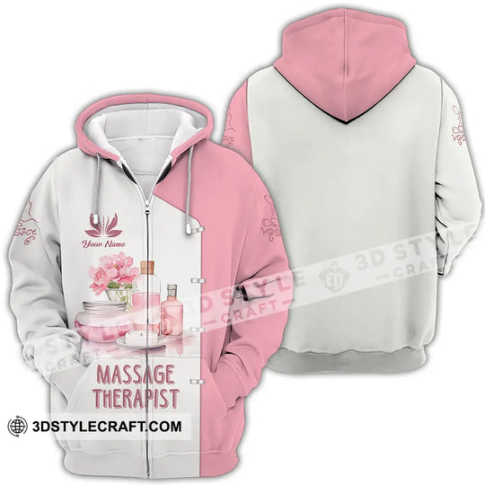 Unisex Shirt - Custom Name Massage Therapist Shirt, White And Light Pink style option 4