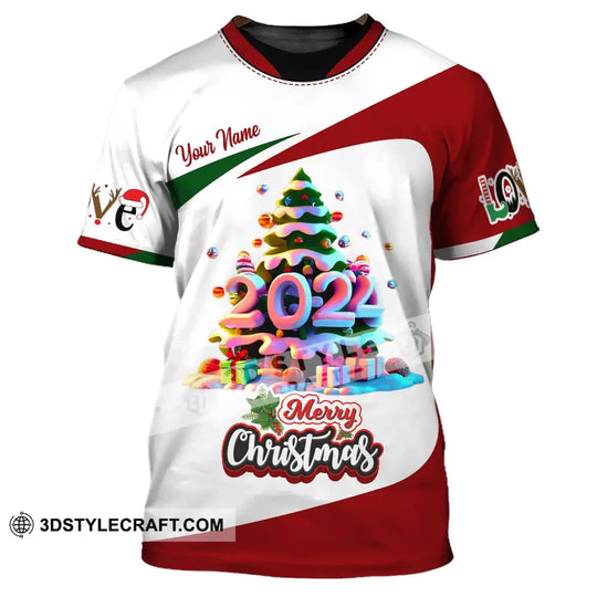 Unisex Shirt, Custom Name Merry Christmas Shirt, 2024 Christmas Polo Long Sleeve, Christmas T-Shirt style option 2