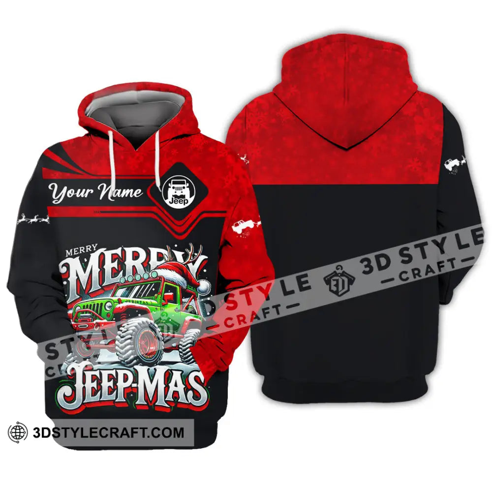 Unisex Shirt Custom Name Merry Jeepmas Christmas Polo Long Sleeve Gift For Jeep Lover Hoodie / S